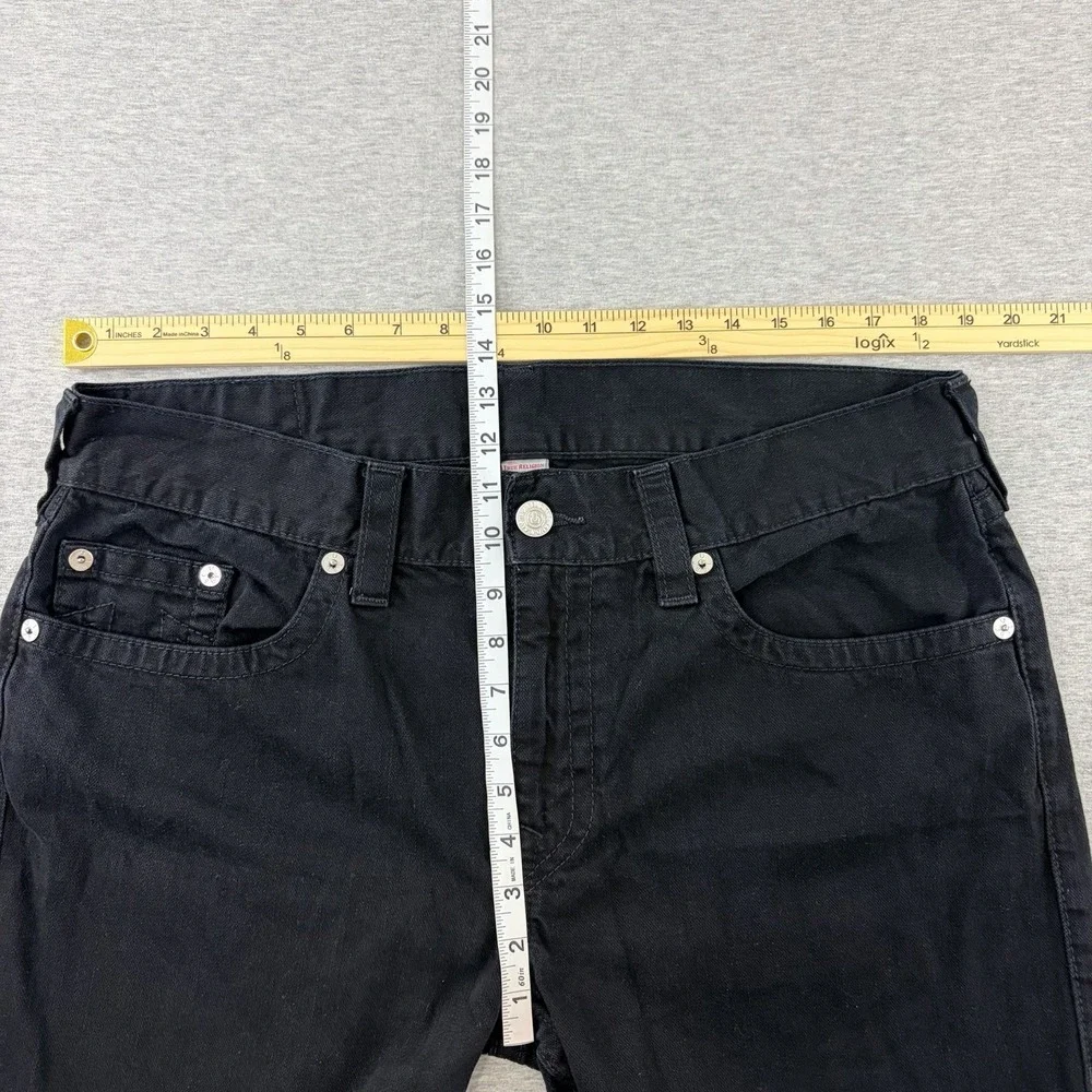 True Religion Men's Jeans Size 36 Black Denim Straight Leg World Tour